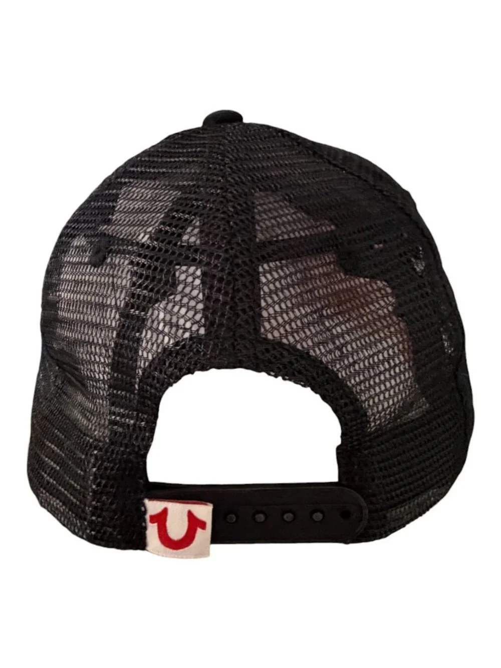 True Religion Brand Jeans Buddha Guitar Black Trucker Hat Snapback Cap